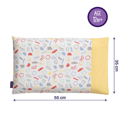 Toddler Pillow Case - Grey/Yellow