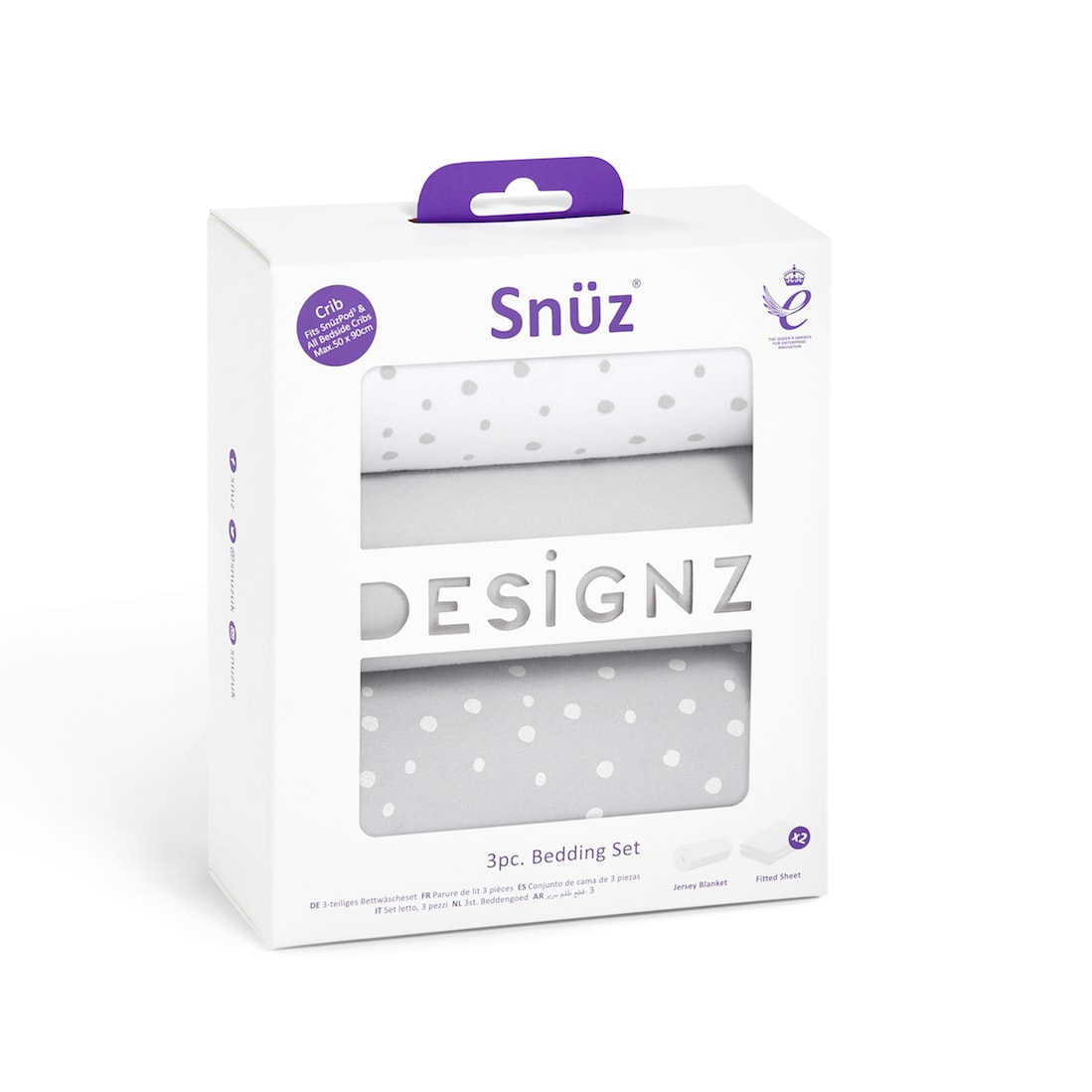 3 Piece Crib Bedding Set Ð Grey Spot
