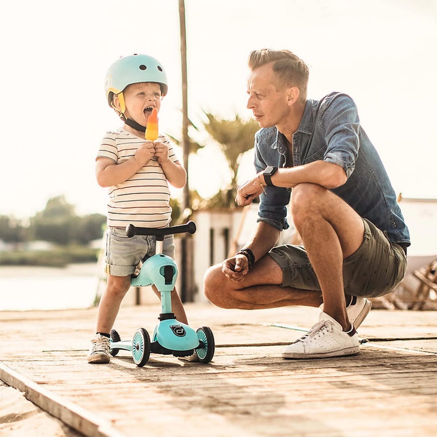 2-in-1 Scooter Highwaykick 1 Blueberry with Helmet