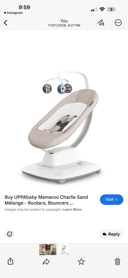UPPABABY Mamaroo Swing - Charlie Sand Melange, Lightweight (0-9M)
