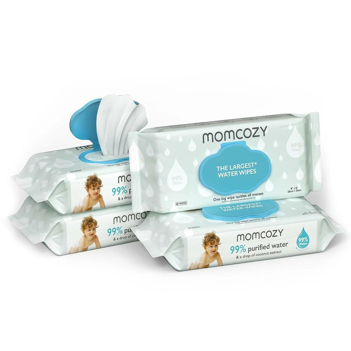Momcozy Water Wipes-Extra Large Size Design -  720 Count (12 packs)