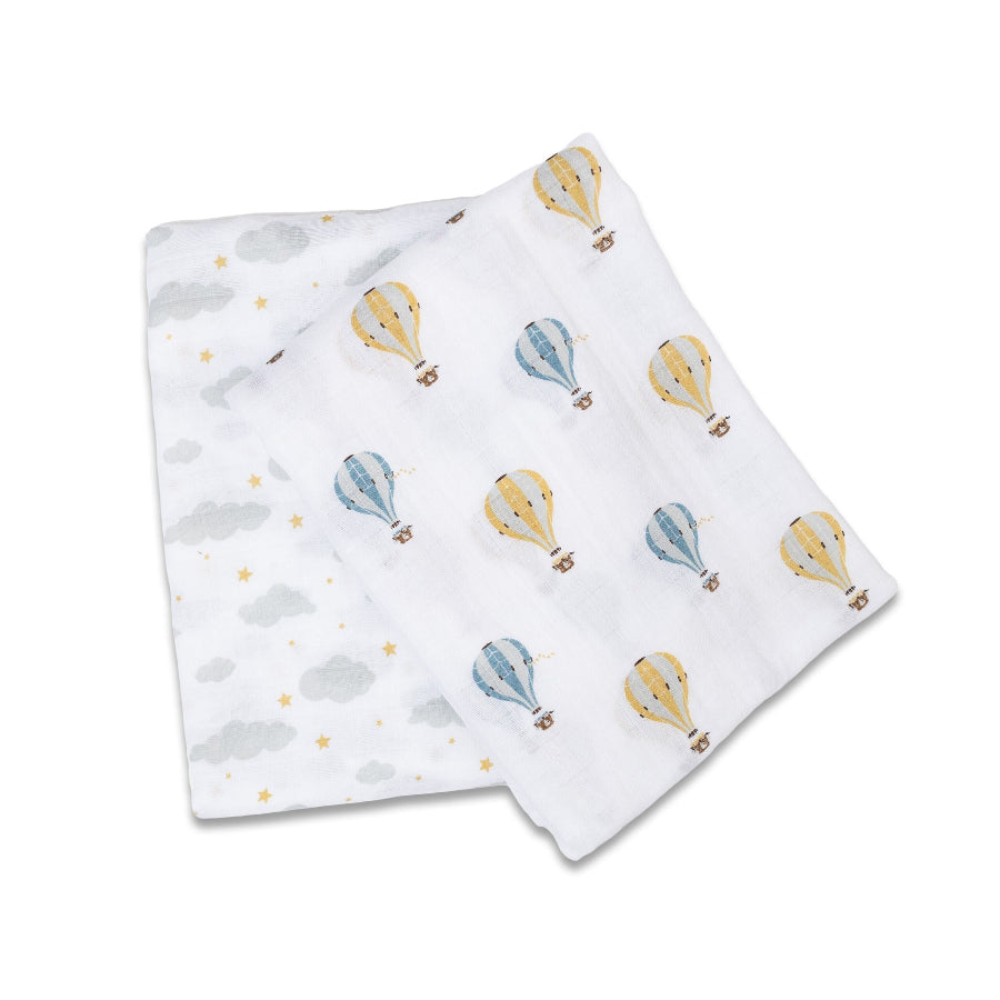 2-pack Cotton Swaddles - Hot Air Balloon