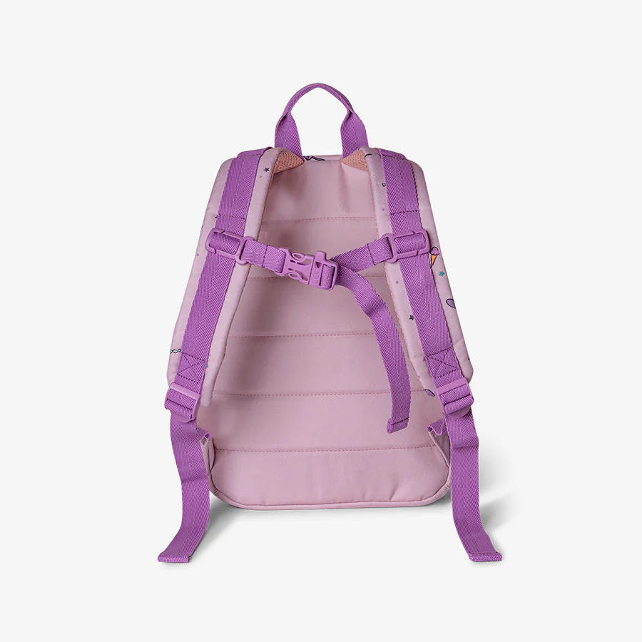 Purple backpack on a white background