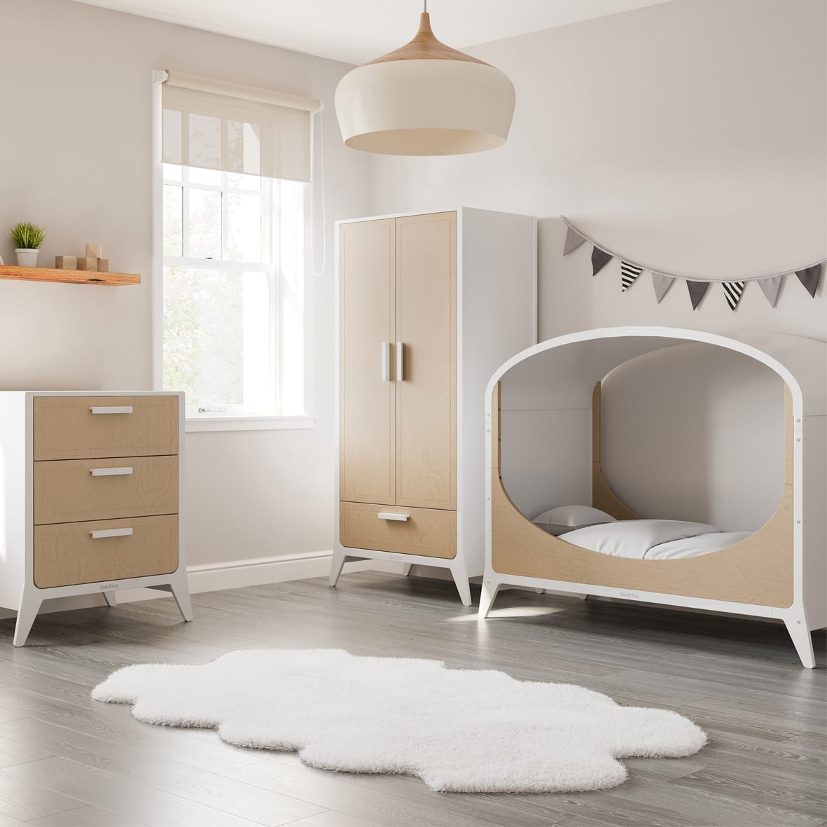 SnuzFino Cot Bed - White Natural