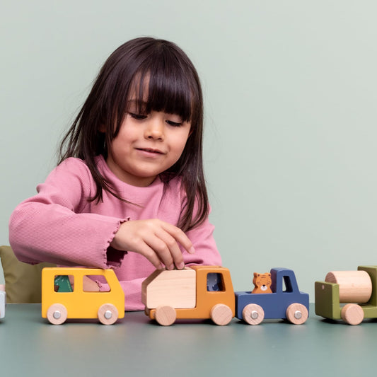 Wooden Animal Construction Cars Set