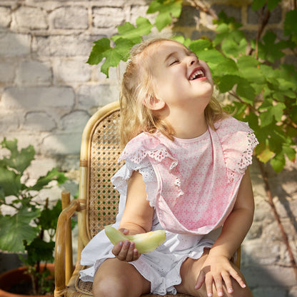 Baby Bib - Embroidery Anglaise Pink