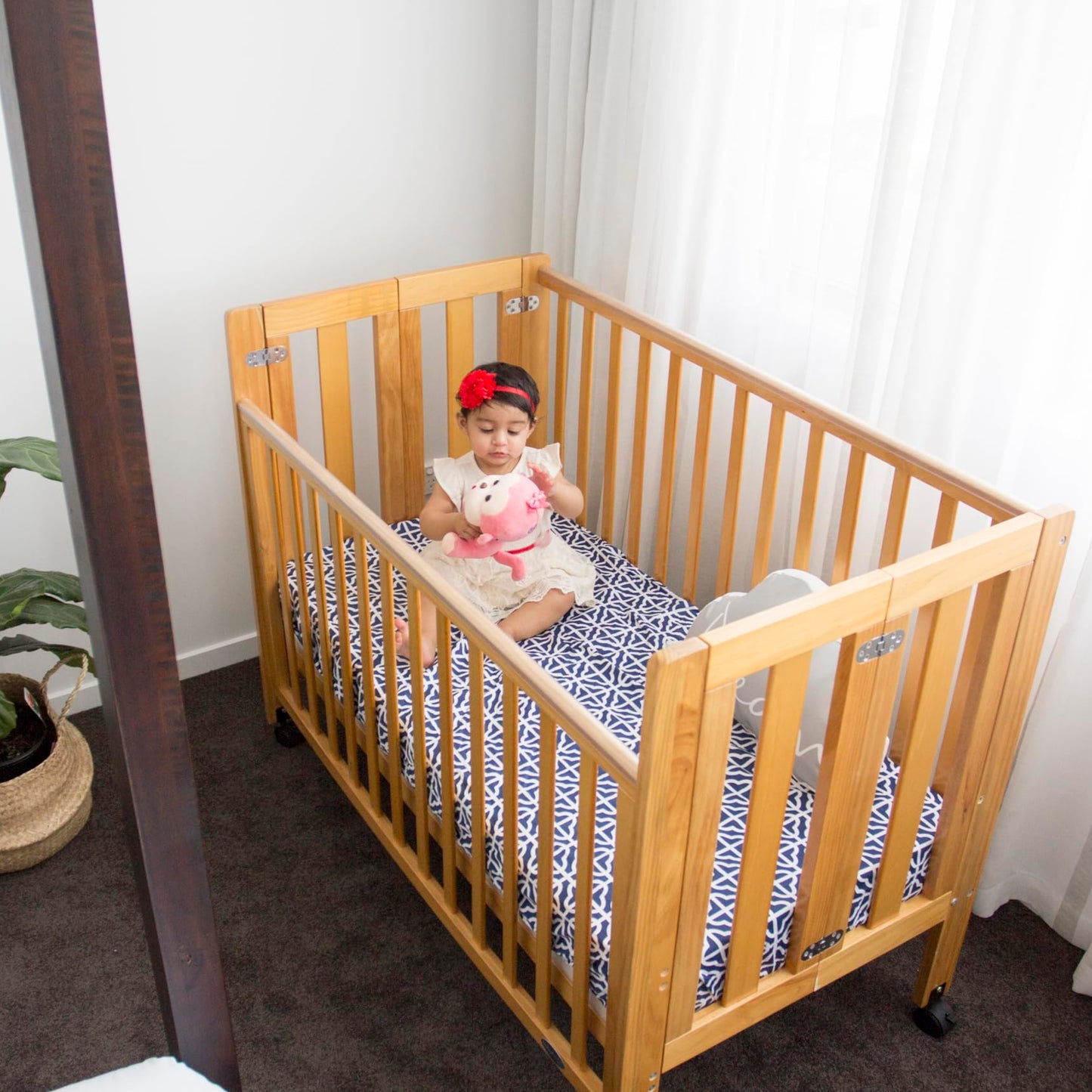 Fold N Go Timber Cot - Natural