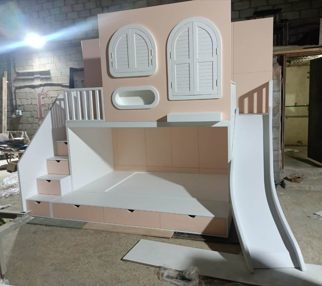 Bunk bed with playarea and slide can be 100% customised upon order