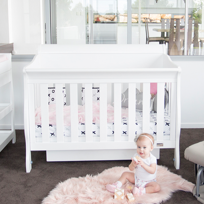 Amani Sleigh Cot - White