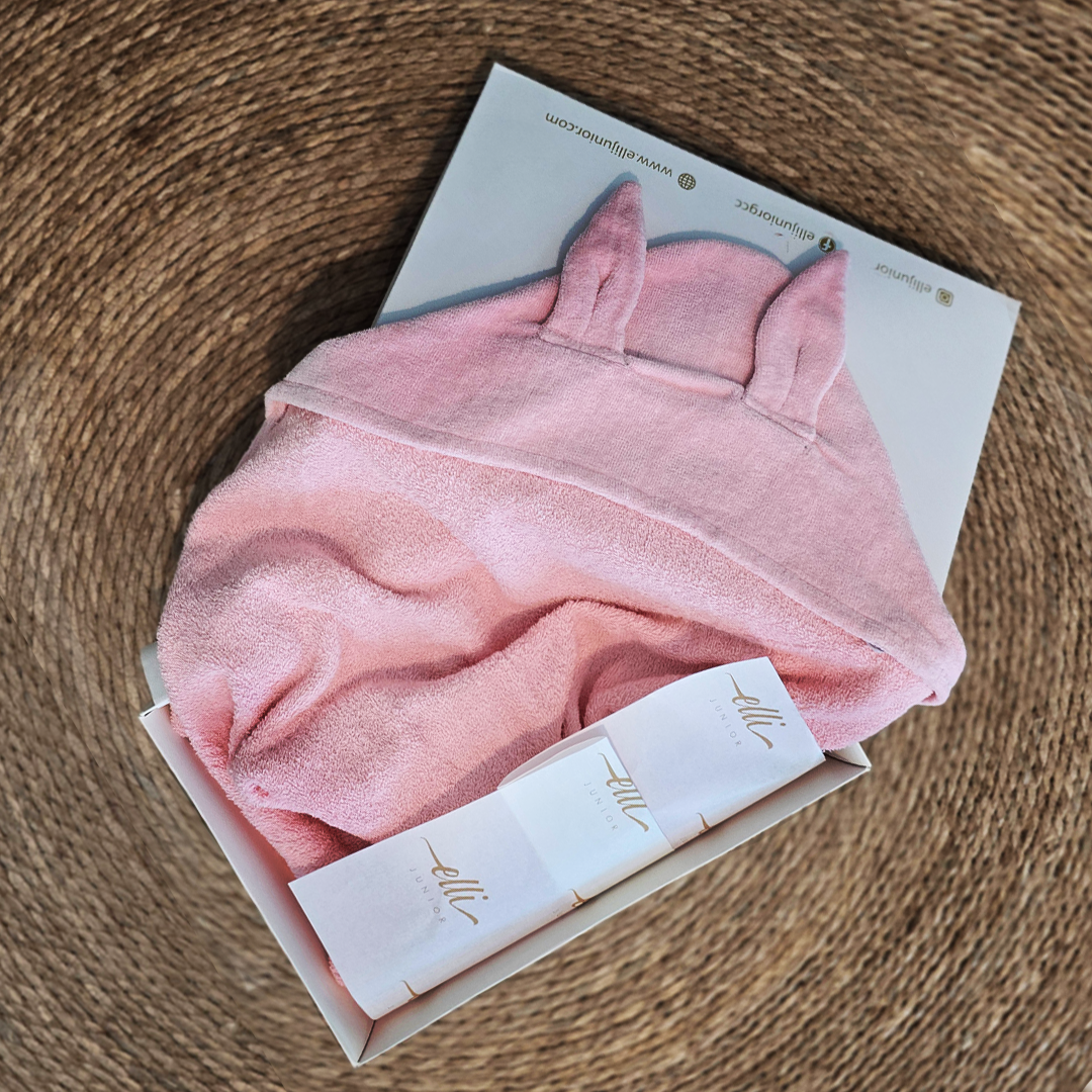 Organic Cotton Terry Velour Hooded Towel - Pink Free Personalise