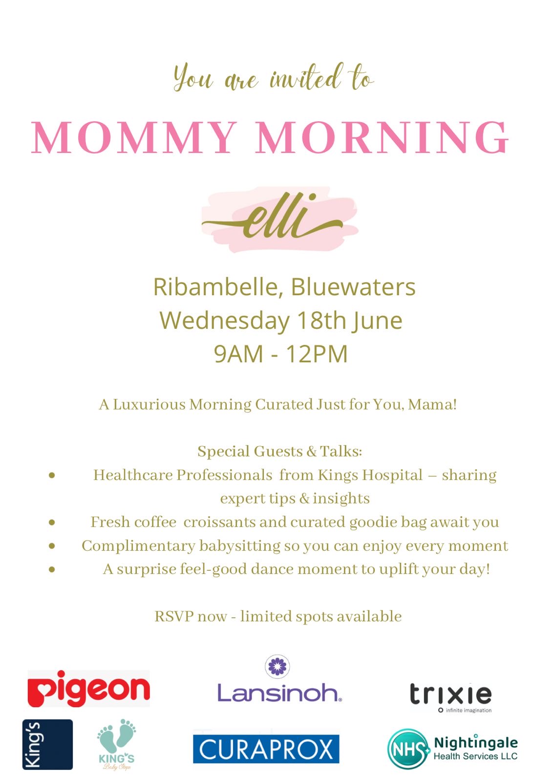 MOMMY MORNING Wed 18th - Ribambelle, Bluewaters