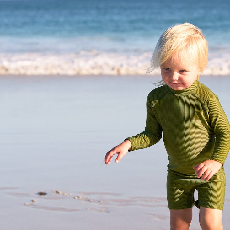 Pesto Ribbed Baby Swimsuit