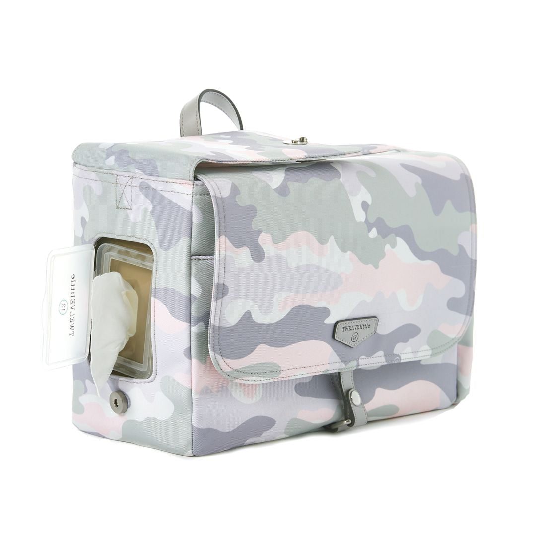 Stroller Diaper Bag Caddy With Free Stroller Clips And Changing Mat Blush Camo Print