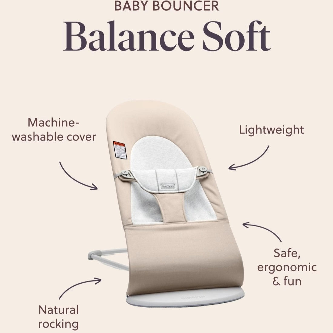Bouncer Balance Soft, Woven/Jersey, Light pink/Grey