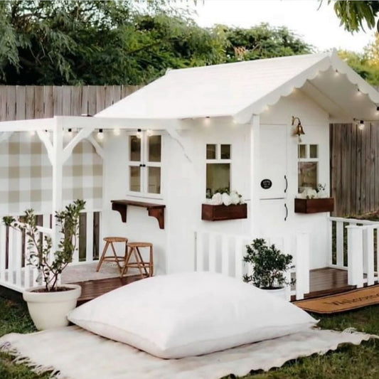Charming White Wooden Playhouse - PRE ORDER