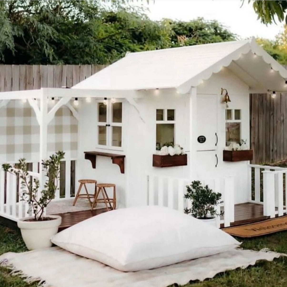 Charming White Wooden Playhouse - PRE ORDER
