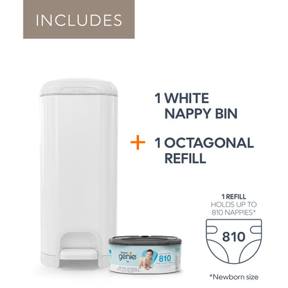 Diaper Genie Select Odor Lock Stainless Steel Pail White