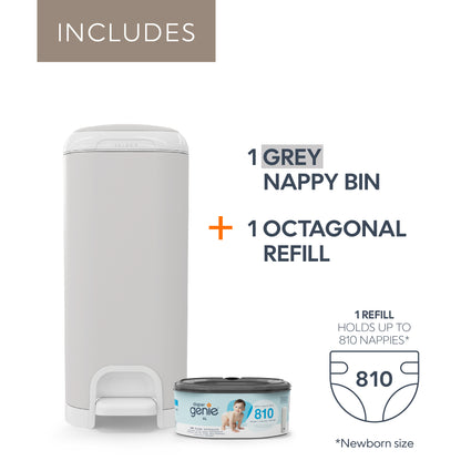Diaper Genie Select Odor Lock Stainless Steel Pail Grey