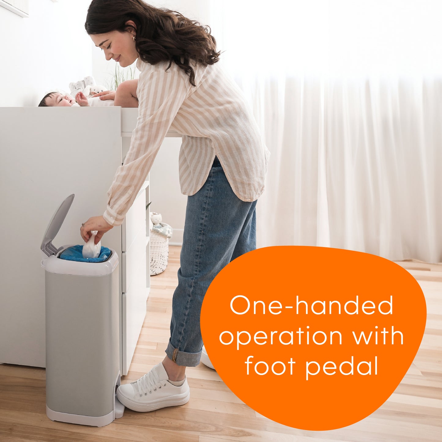 Diaper Genie Select Odor Lock Stainless Steel Pail Grey