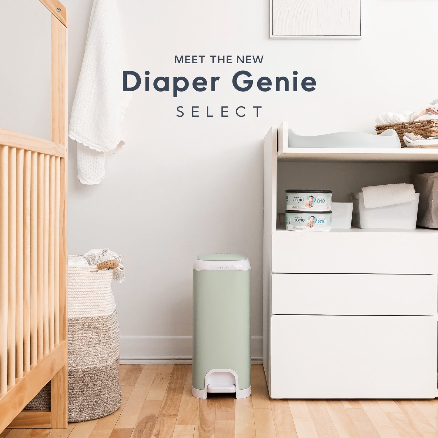 Diaper Genie Select Odor Lock Stainless Steel Pail Green