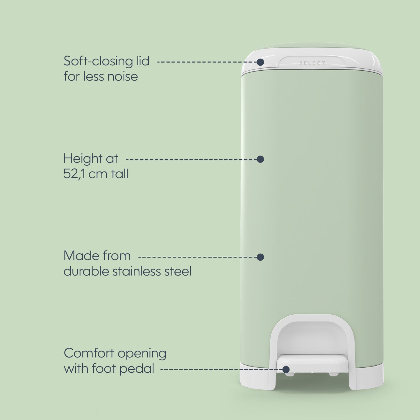 Diaper Genie Select Odor Lock Stainless Steel Pail Green