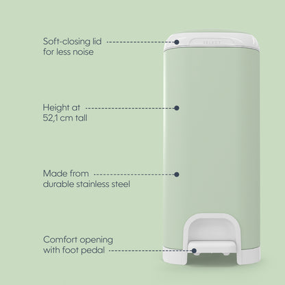 Diaper Genie Select Odor Lock Stainless Steel Pail Green