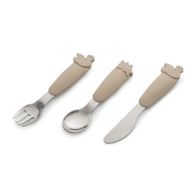 Silicone Cutlery Set with Pouch Beige