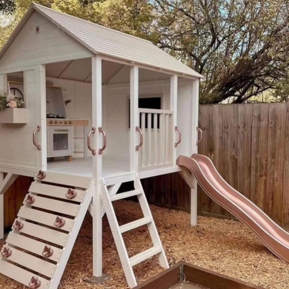 Dreamy Wooden Kids Playhouse with Slide - PRE ORDER