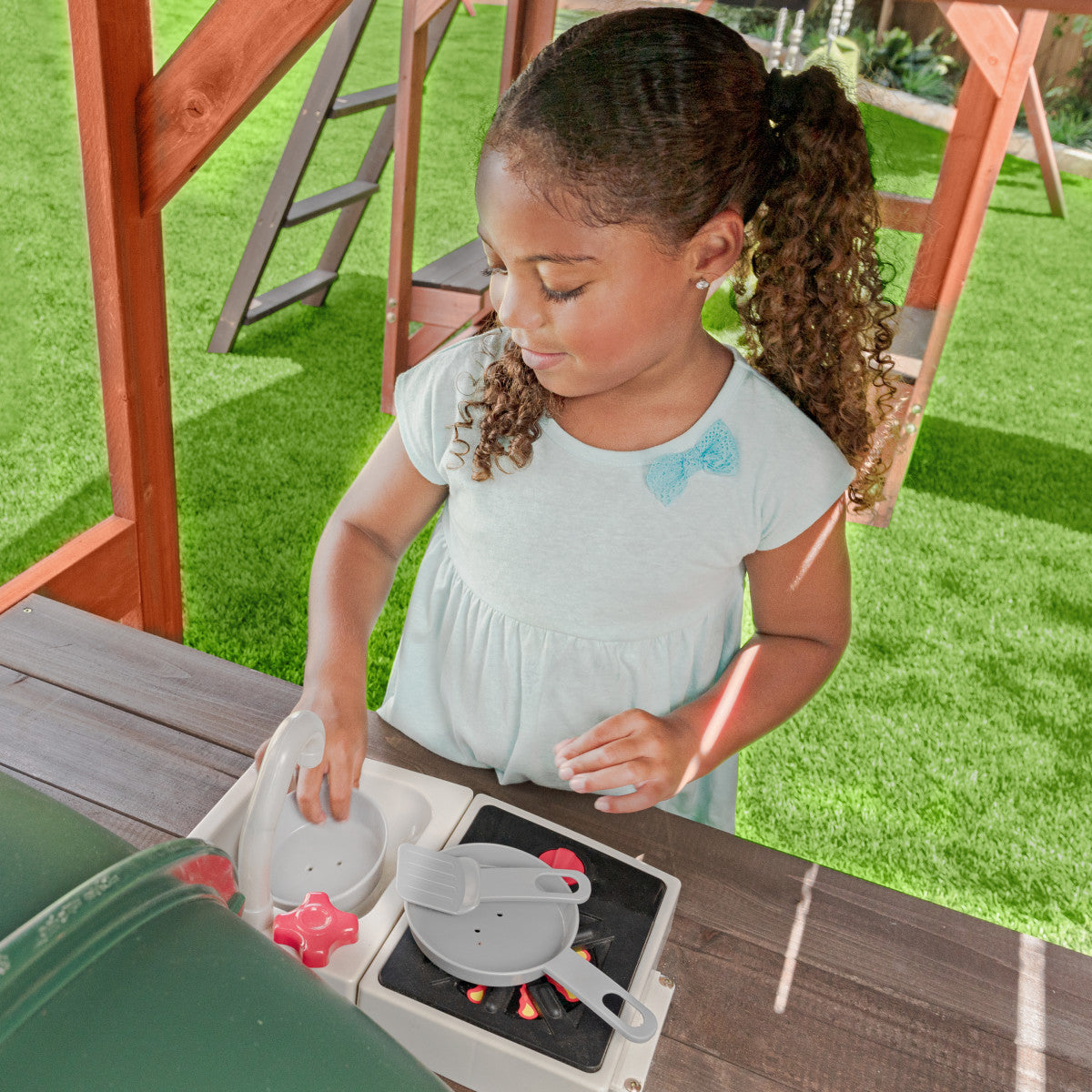 Boulder Bluff 2-In-1 Wooden Swing Set