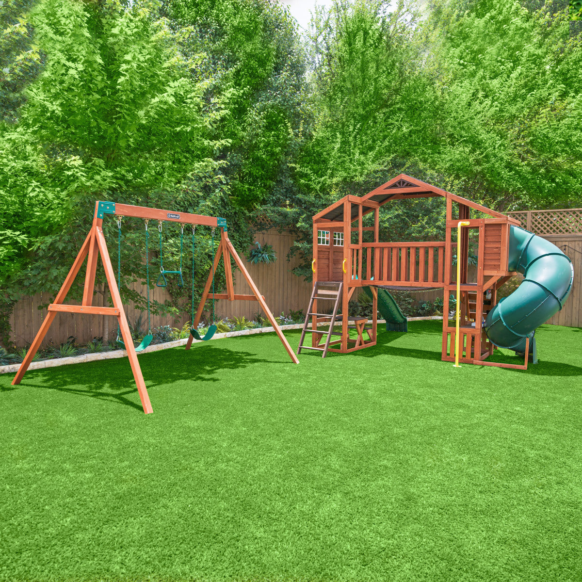 Boulder Bluff 2-In-1 Wooden Swing Set