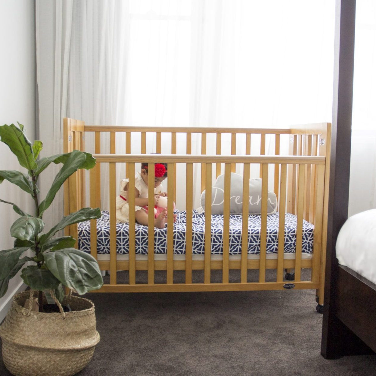 Fold N Go Timber Cot - Natural