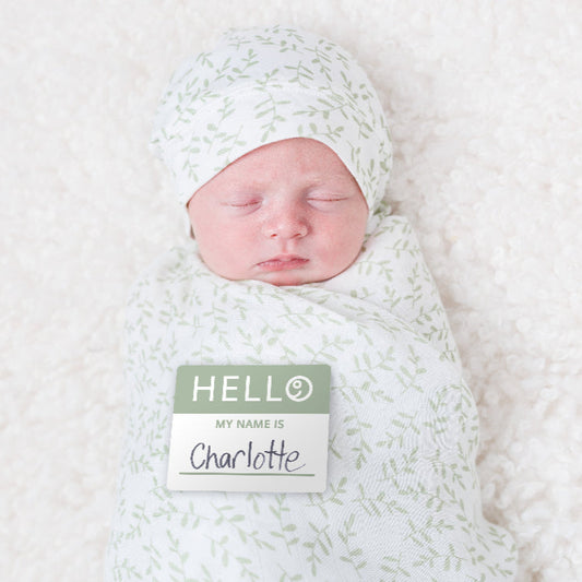 Bamboo Hat and Swaddle Blanket - Greenery