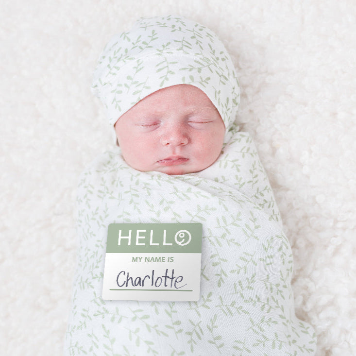 Bamboo Hat and Swaddle Blanket - Greenery