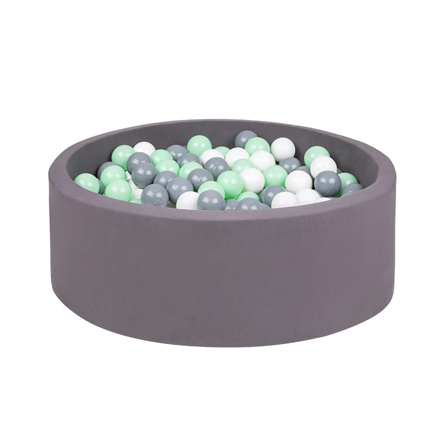 Grey Ball Pit - Mint/Grey/White Balls - Grey