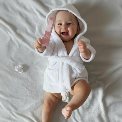 Organic Cotton Terry Towel Velour Bathrobe White Free Personalise