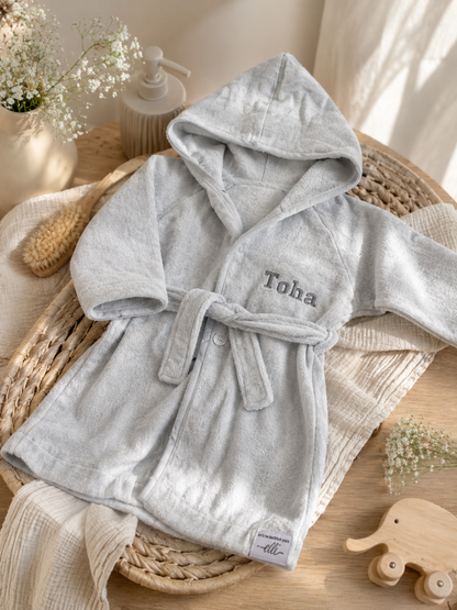 Organic Cotton Terry Towel Velour Bathrobe Grey
