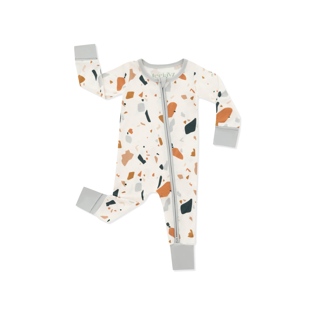Terrazzo zippy Onesie OEKO TEX® Bamboo Light Steel Blue