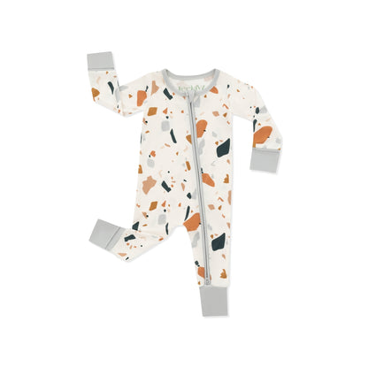 Terrazzo zippy Onesie OEKO TEX® Bamboo Light Steel Blue