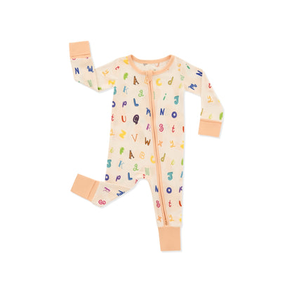 ABC zippy Onesie OEKO TEX® Bamboo Light Salmon