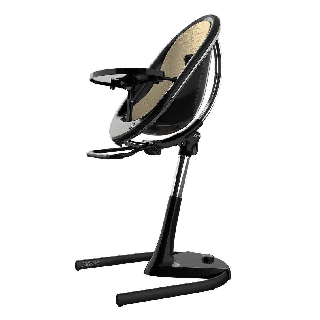 Mima Moon Full Set (Highchair + Seat Pad + Cushion Set + Footrest) - Champ Gold - Black Frame
