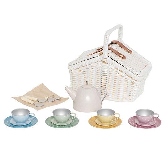 Tea set with basket