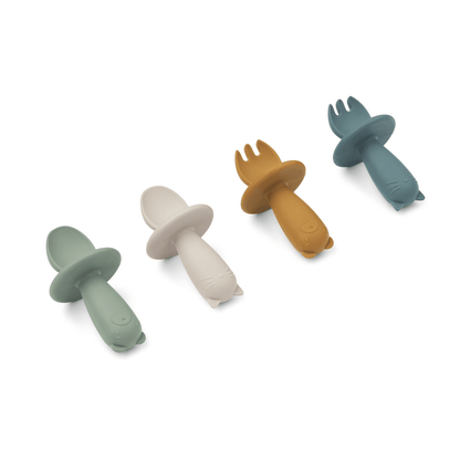 Avril Baby Cutlery 4-Pack - Faune green multi mix