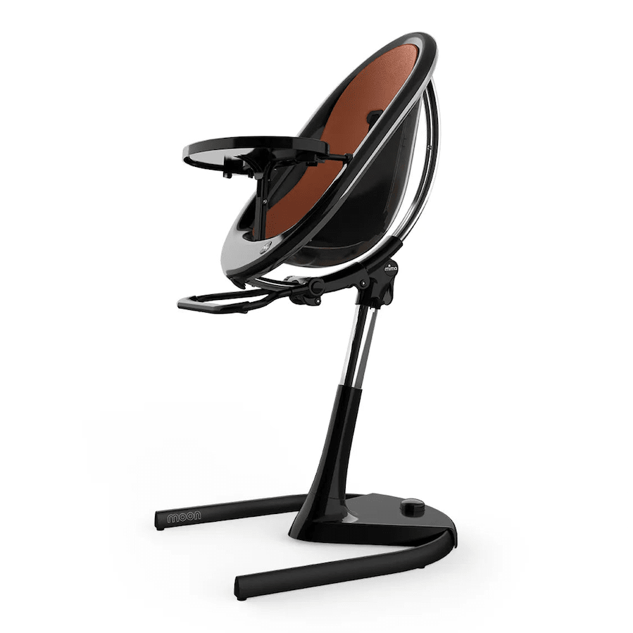 Mima Moon Full Set (Highchair + Seat Pad + Cushion Set + Footrest) - Camel - Black Frame