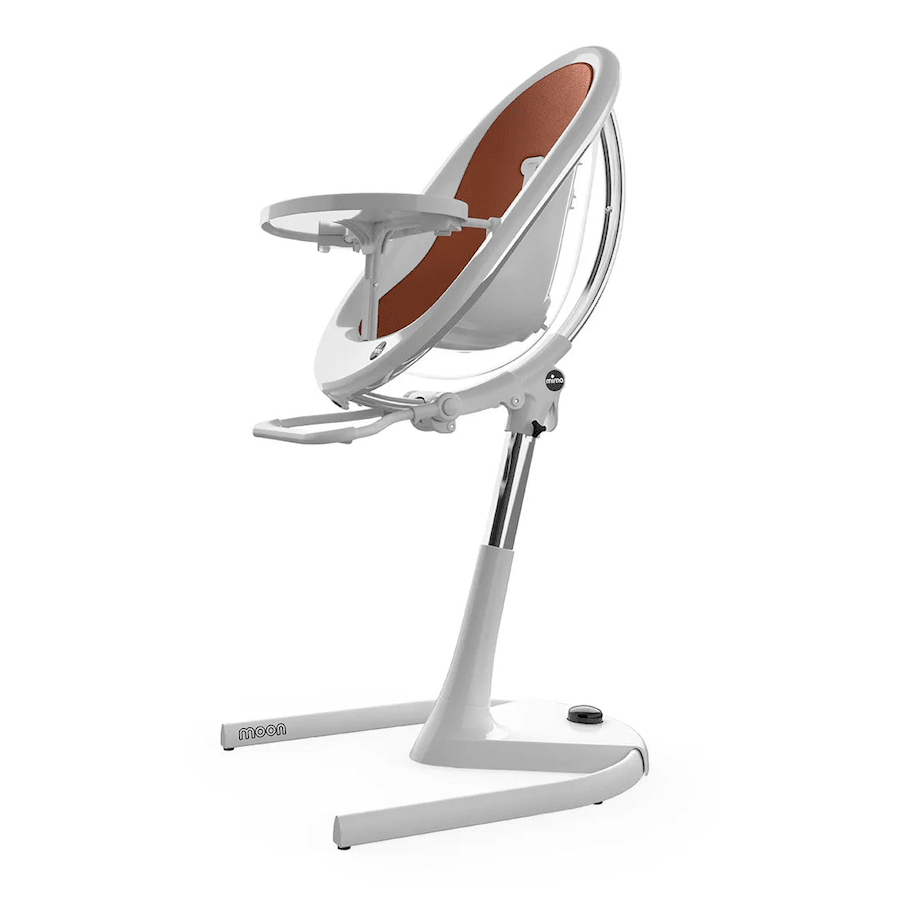 Mima Moon Full Set (Highchair + Seat Pad + Cushion Set + Footrest) - Camel - White Frame