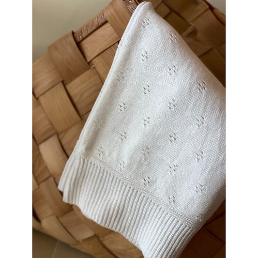 Huge Organic Knitted Blanket (Can be personalised) White