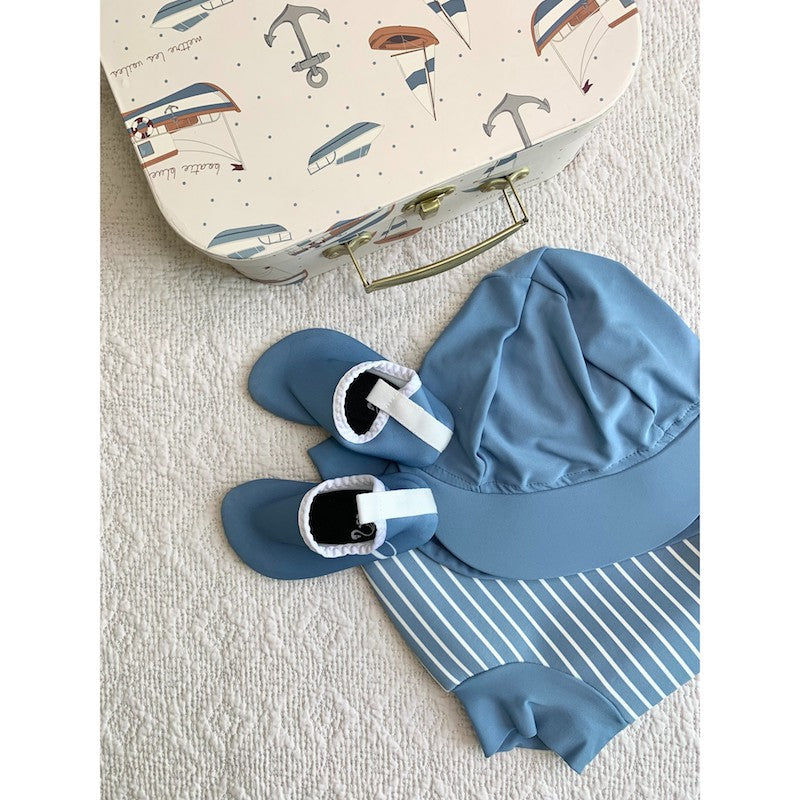 Boy swim set of: swim pants/hat/sandals with Gift Box