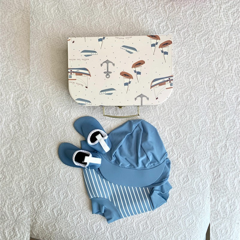 Boy swim set of: swim pants/hat/sandals with Gift Box