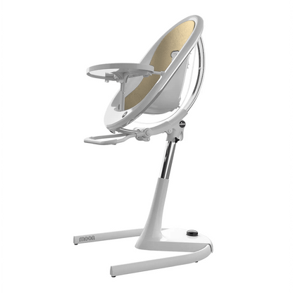 Mima Moon Full Set (Highchair + Seat Pad + Cushion Set + Footrest) - Champ Gold - White Frame