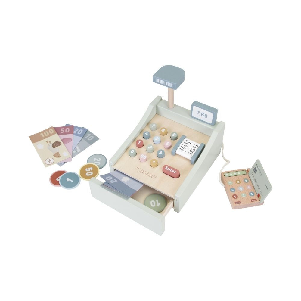 Wooden Toy Cash Register with Scanner