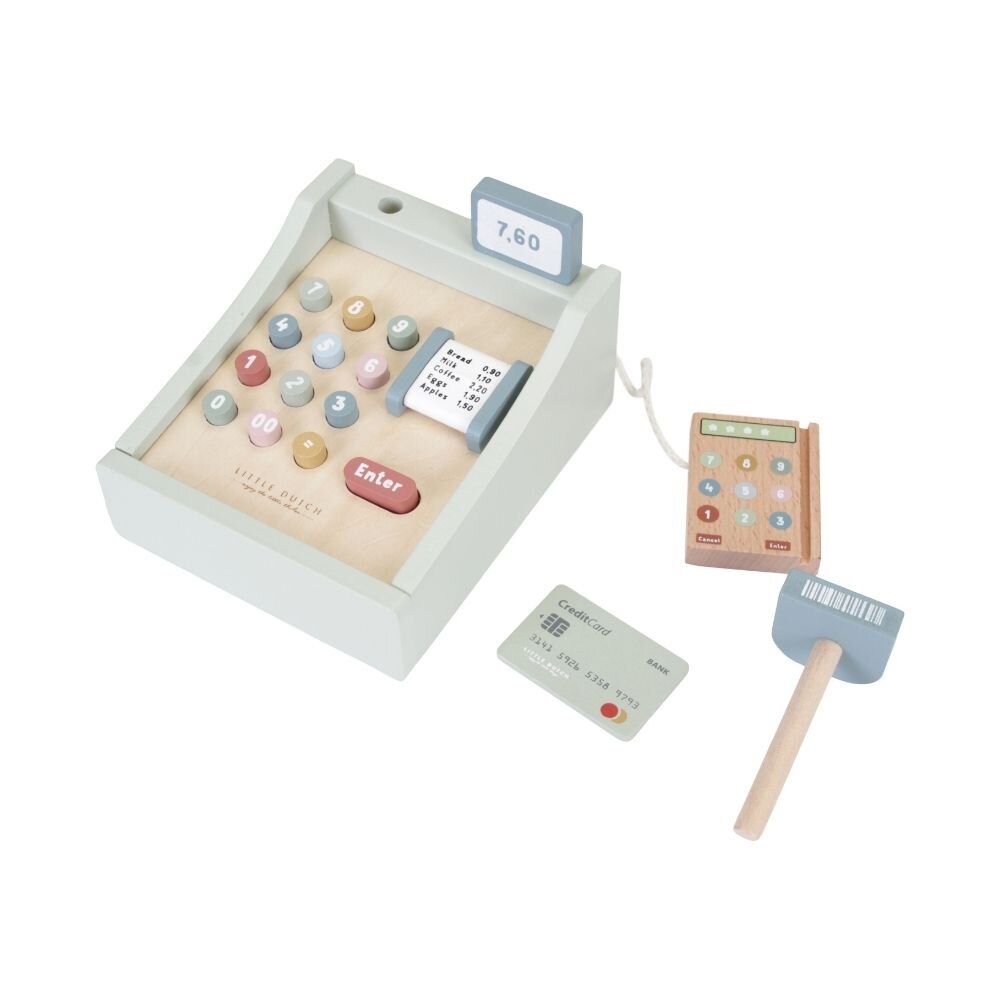 Wooden Toy Cash Register with Scanner